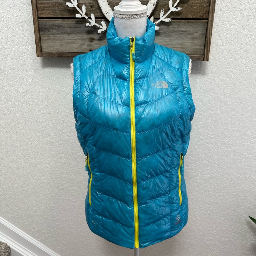 The North‎ Face summit series blue yellow puffer vest 900 fill ladies size M